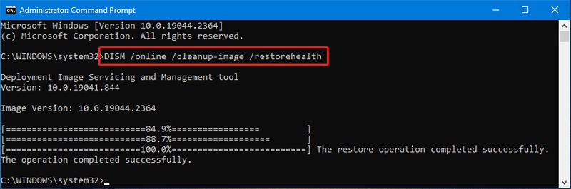 run the dism tool for fixing error