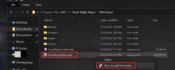 run the game via game folder