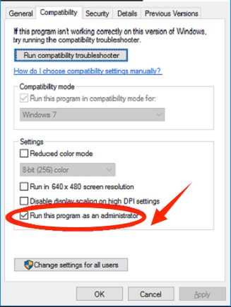 run the program as administrator