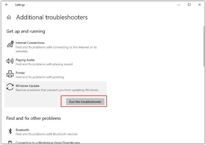 run windows update troubleshooter