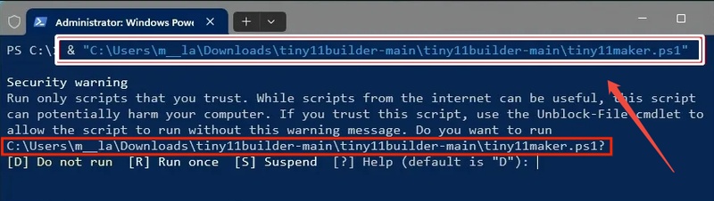 run tiny11 maker command