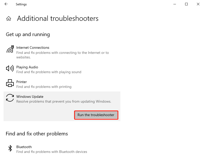 Run Troubleshooter
