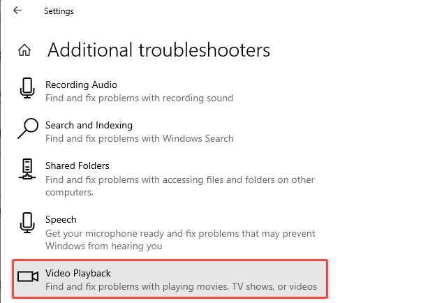 run video playback troubleshooter