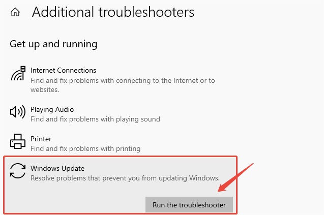 run windows update troubleshooter