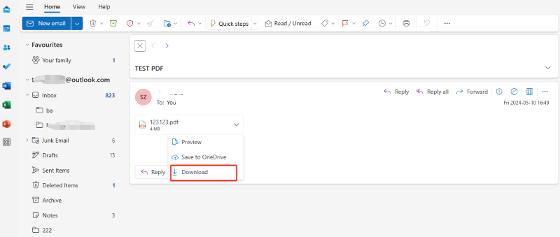 save outlook attachment to local folder