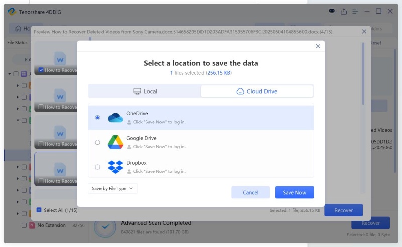 save the recovered files from windows