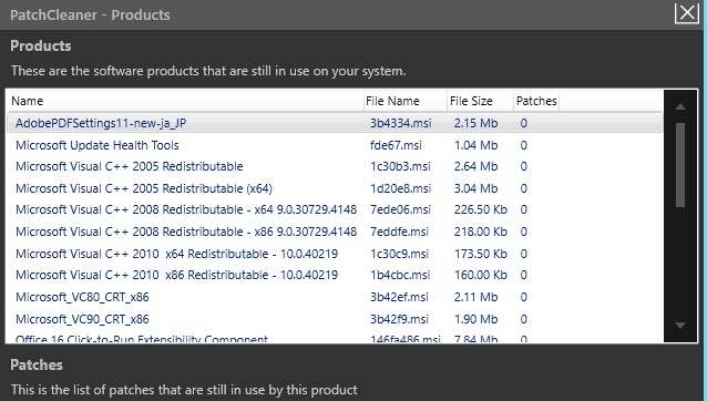 scan results of patchcleaner