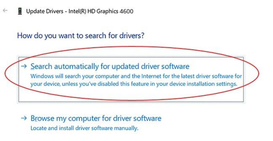 search automatically for updated driver software