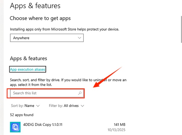 search for roblox in apps settings