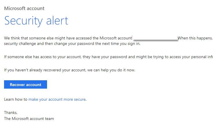 security alert email