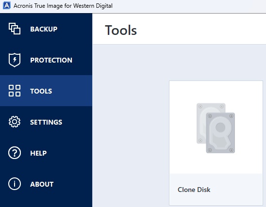 select clone tool in acronis
