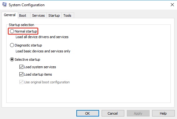 select normal startup to exit windows 10 safe mode