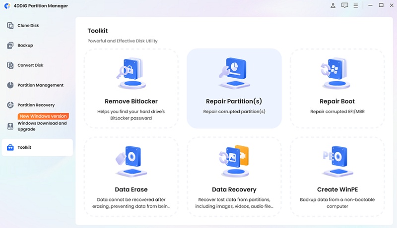 select repair partition