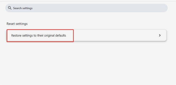 select restore settings to their original defaults