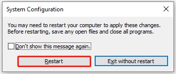 select the restart