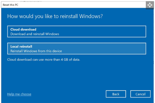 Pick how to reinstall Windows 11.