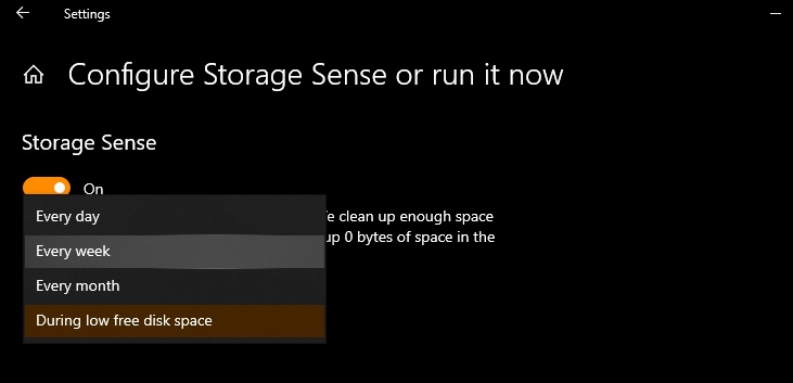 set cleanup schedule
