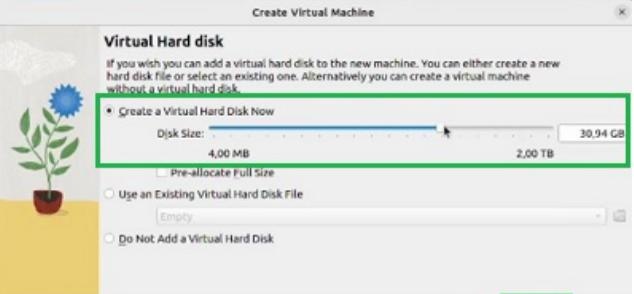 set disk size for vm