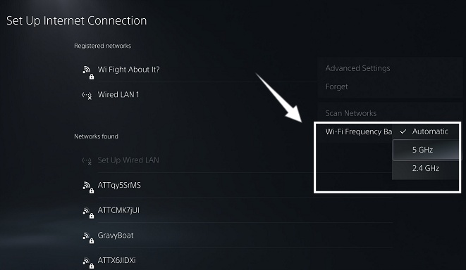 set wifi frequency band