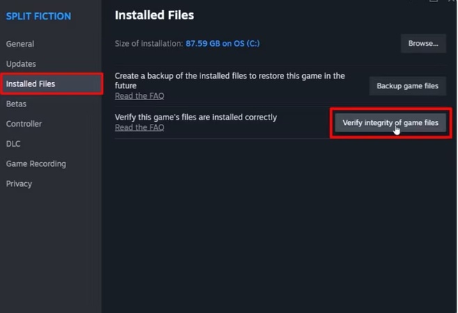 vérifier l'intégrité des fichiers du jeu pour corriger la configuration inacceptable détectée par EA AntiCheat