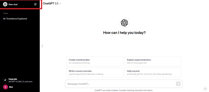 start new conversation with chatgpt
