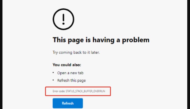 status stack buffer overrun error