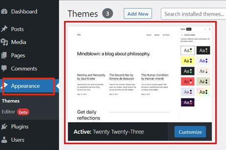switch wordpress theme