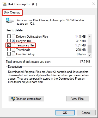 임시 파일 삭제하기