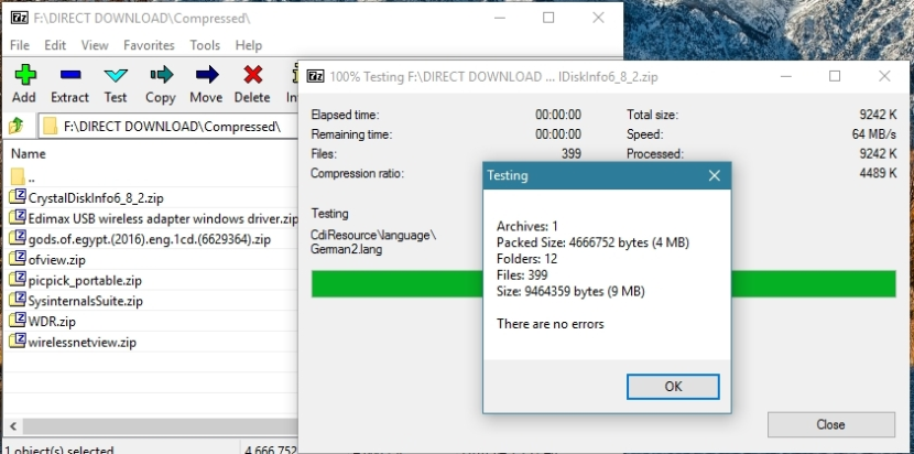 test the archive with 7 zip