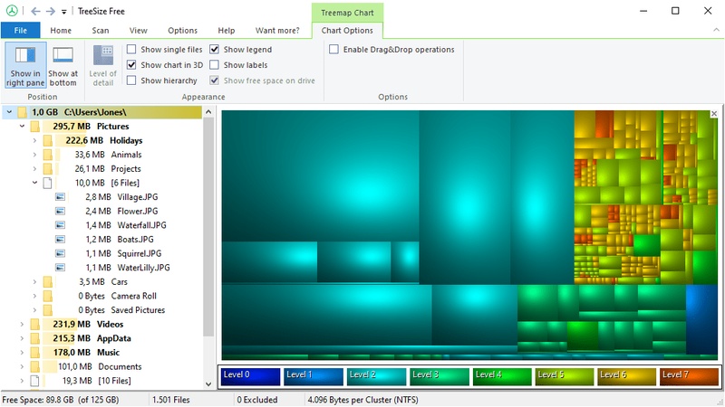 treesize free windows disk space analyzer