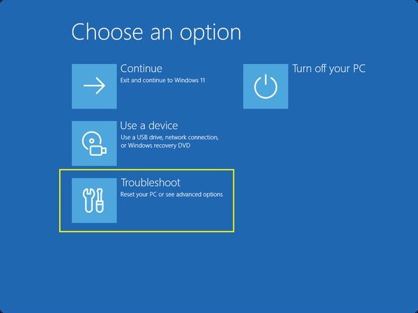 troubleshoot in windows settings