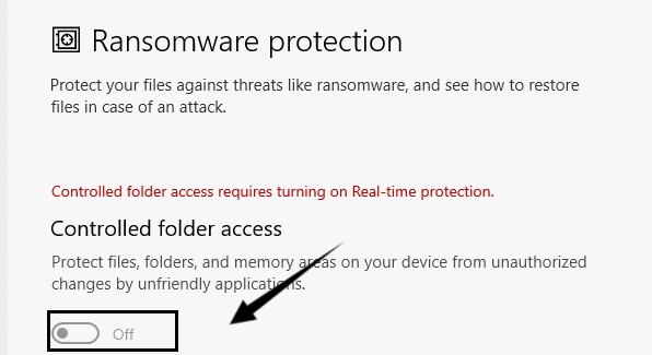 turn off controlled folder access