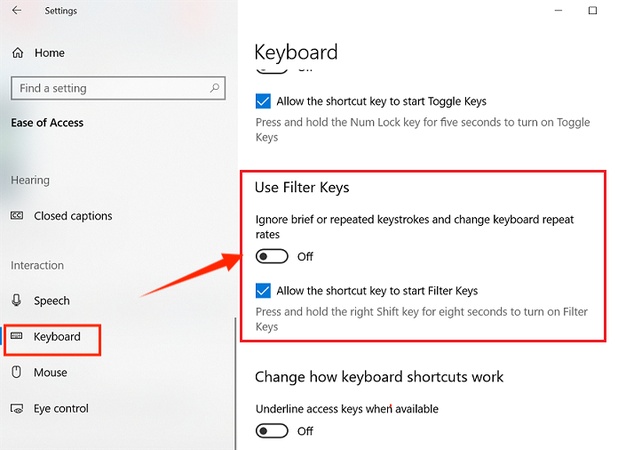 turn off filter keys