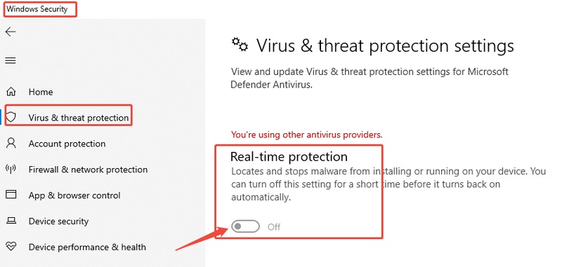 turn off real-time protection