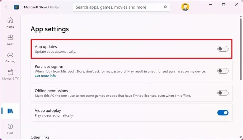 turn off update apps automatically to reduce wsappx cpu usage