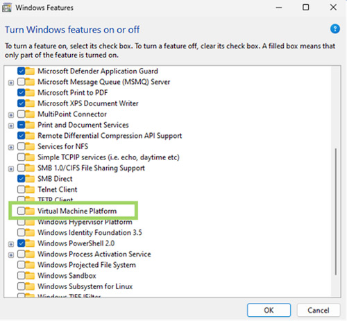 turn off virtual machine platform