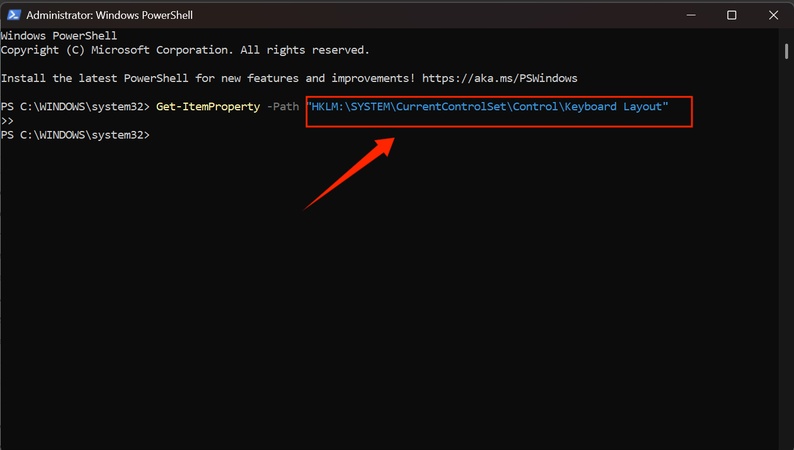 type a hklm path in powershell