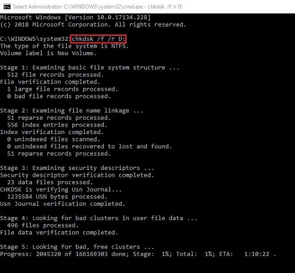 type chkdsk