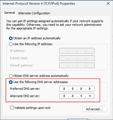 type number to change dns