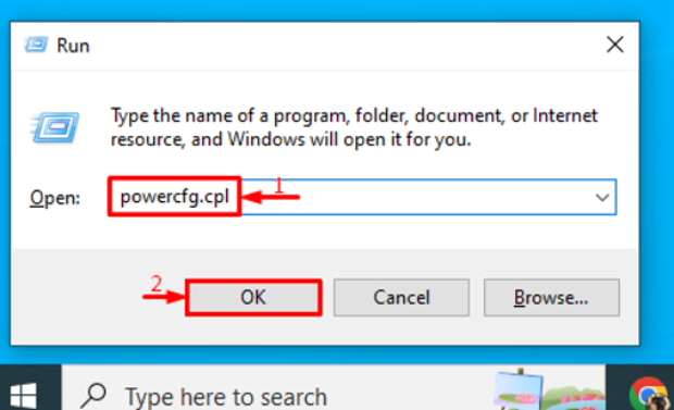 type powercfg.cpl in the run prompt