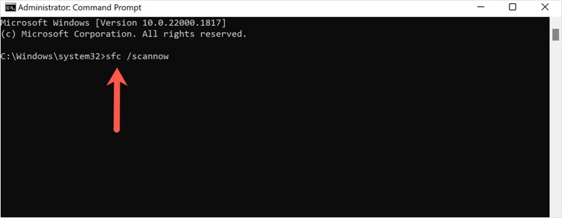 type the sfc scannow prompt