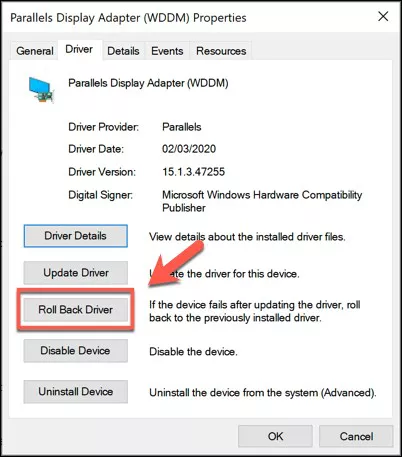Revertir el controlador para corregir el parpadeo de la pantalla del computadora