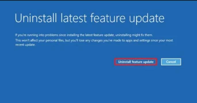 uninstall latest feature update