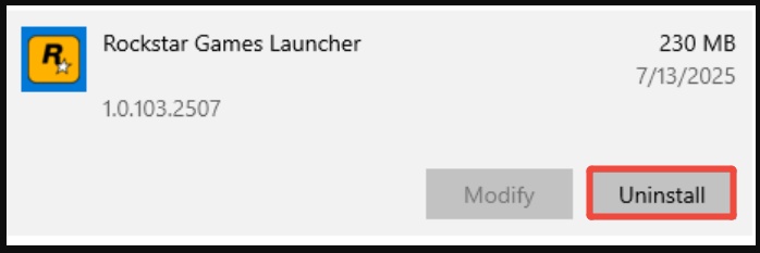 uninstall rockstar games launcher