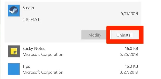 uninstall steam