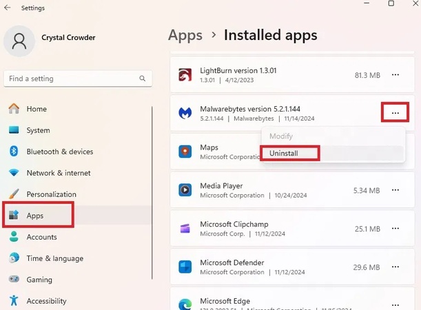 uninstall third party virus  threat protection app