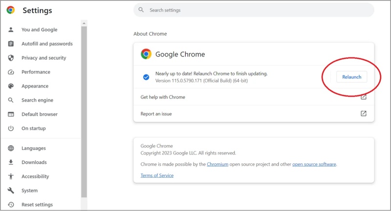 update google chrome directly