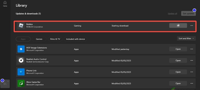 update roblox in microsoft store