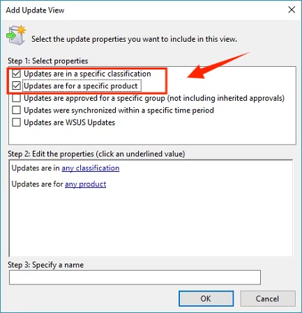 Updateansicht in der WUSA-Konsole