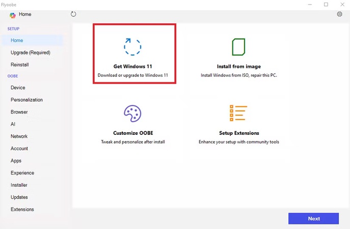 upgrade to windows 11 using flyoobe
